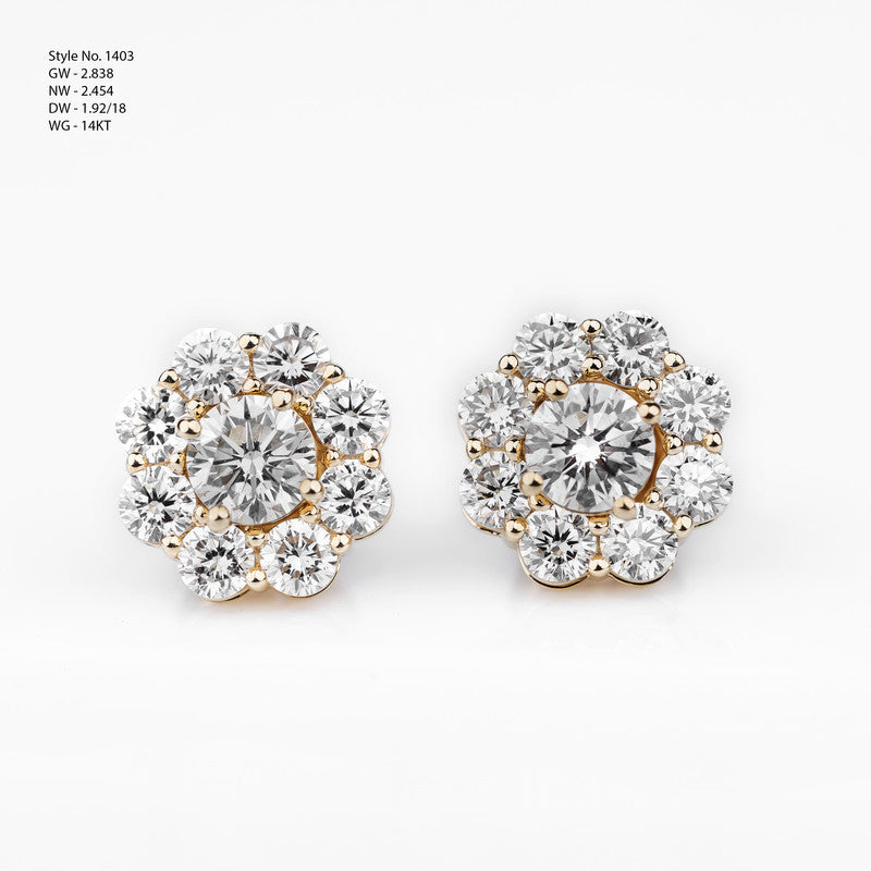 Round Brilliant Diamond Floral Cluster Stud Earrings
