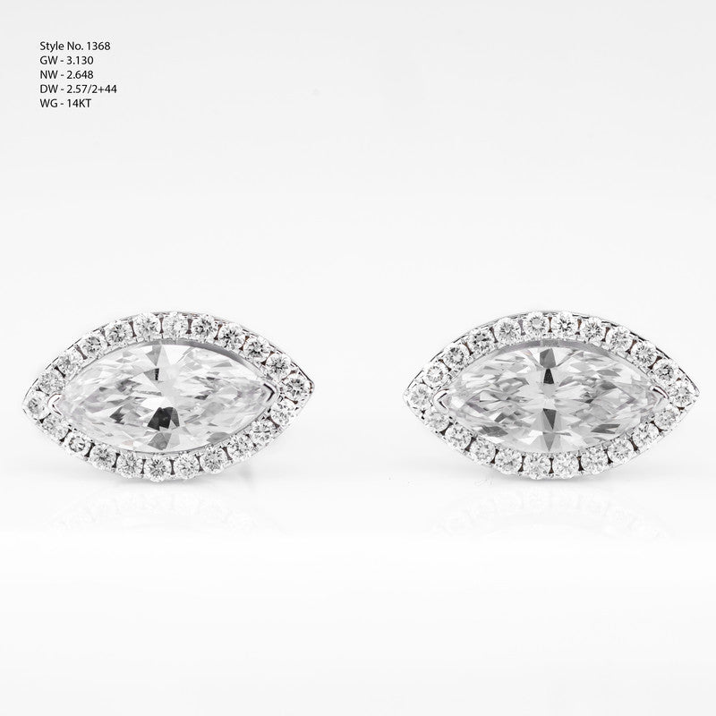 Marquise Diamond Halo Stud Earrings