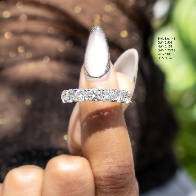 Round Brilliant Diamond Half Eternity Wedding Band