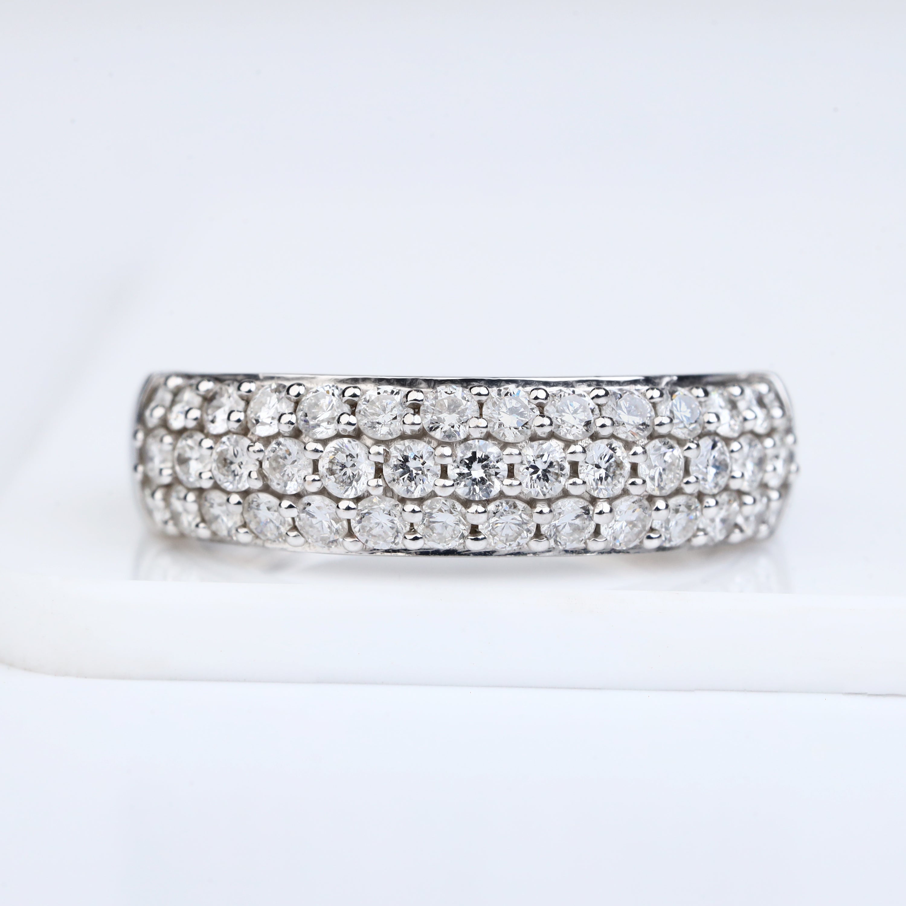 Three-Row Pavé Diamond Anniversary Band