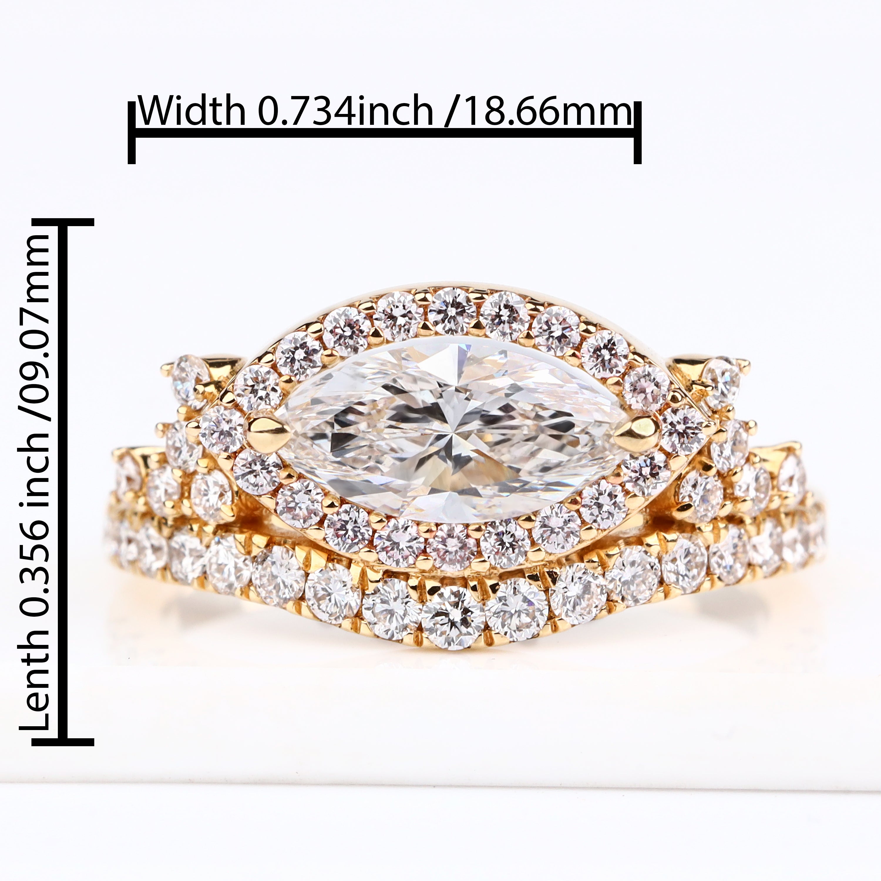 0.74 Ct Marquise Brilliant Diamond Bridal Ring – VS1 Clarity F Colorless Diamond 18kt Yellow Gold – Elegant Fine Jewelry Engagement Ring
