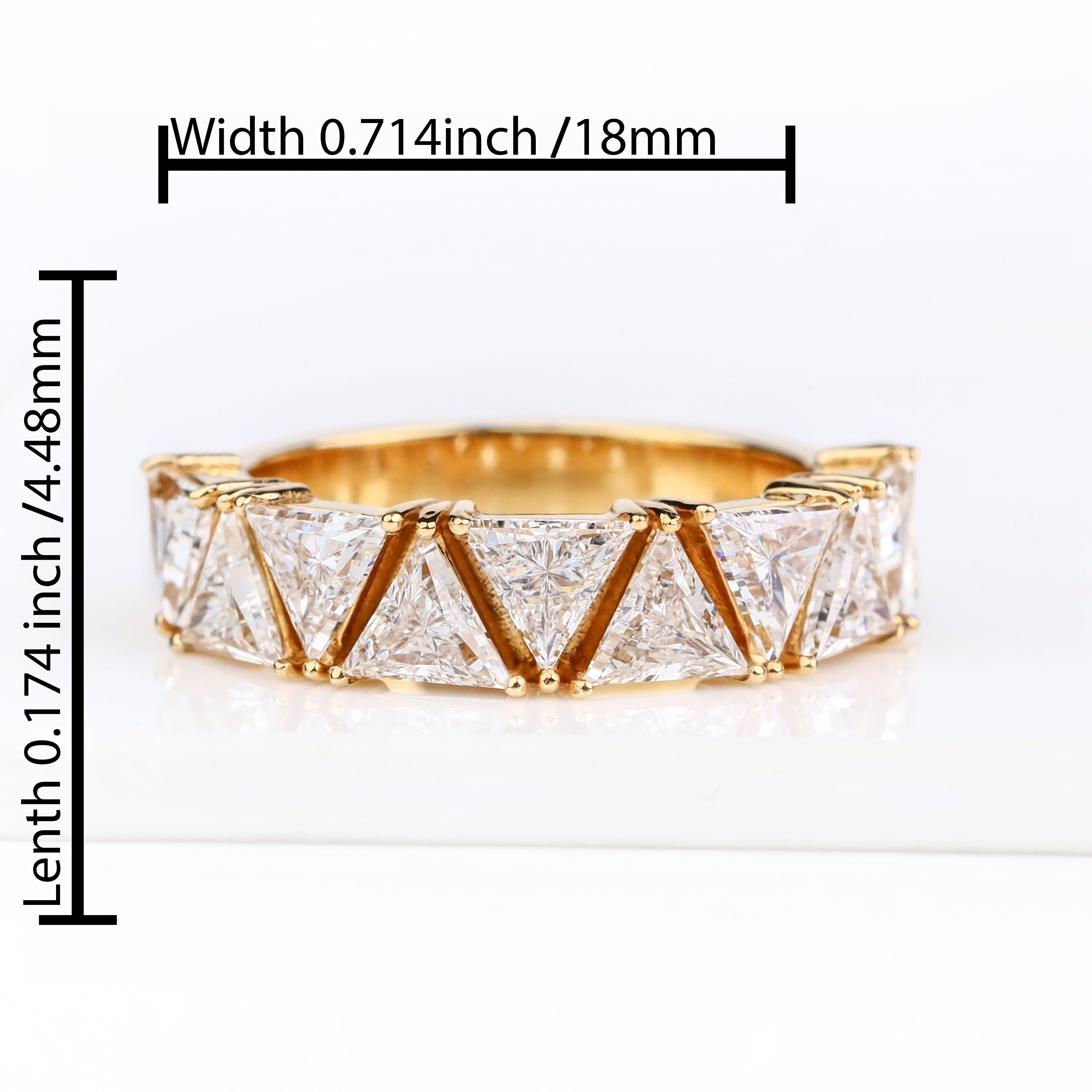 Trillion-Cut Diamond Eternity Band, E VS1 Prong Setting, 1.79 Ct Geometric Stackable Wedding Anniversary Ring for Her