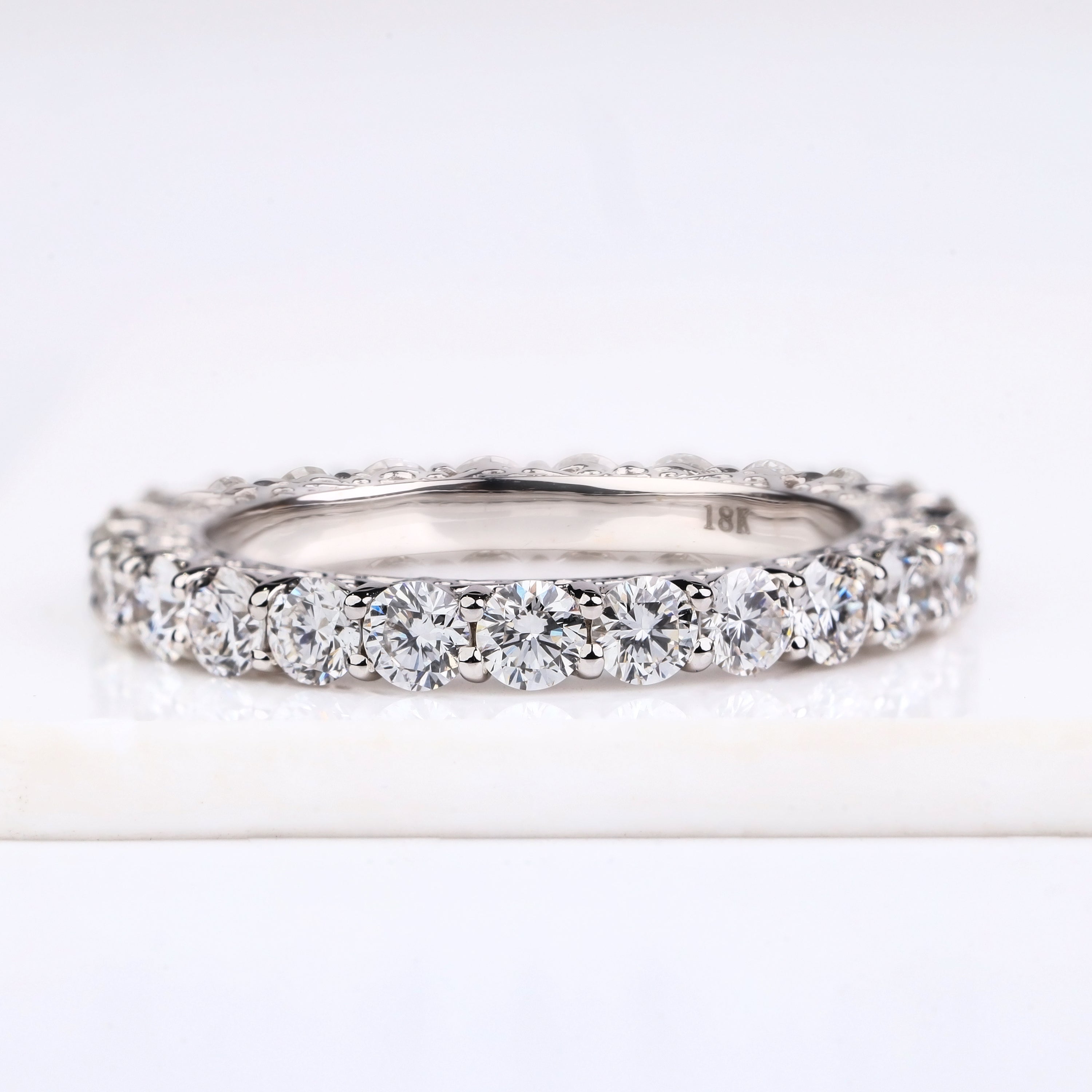 Triple-Row Pavé Diamond Band  Milgrain Beaded Edges