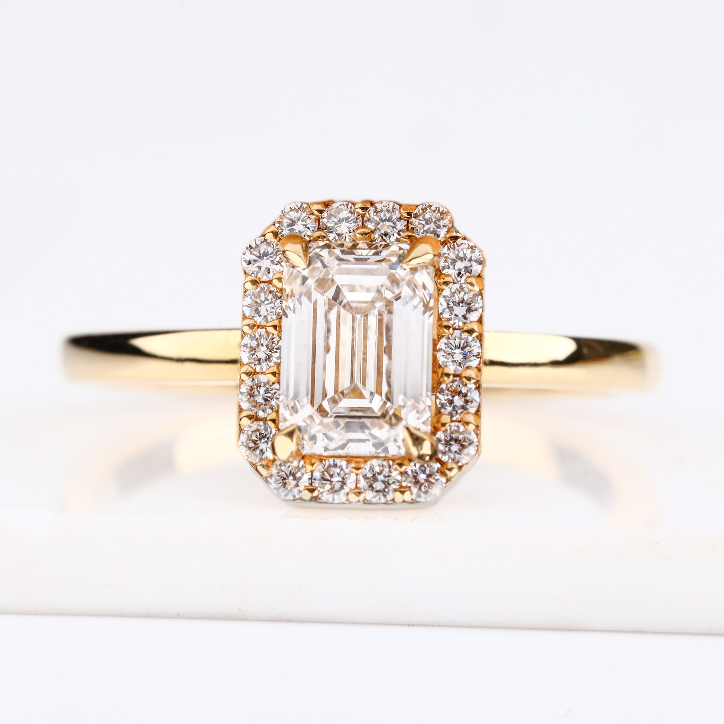 Emerald Cut Lab-Grown Diamond Halo Ring