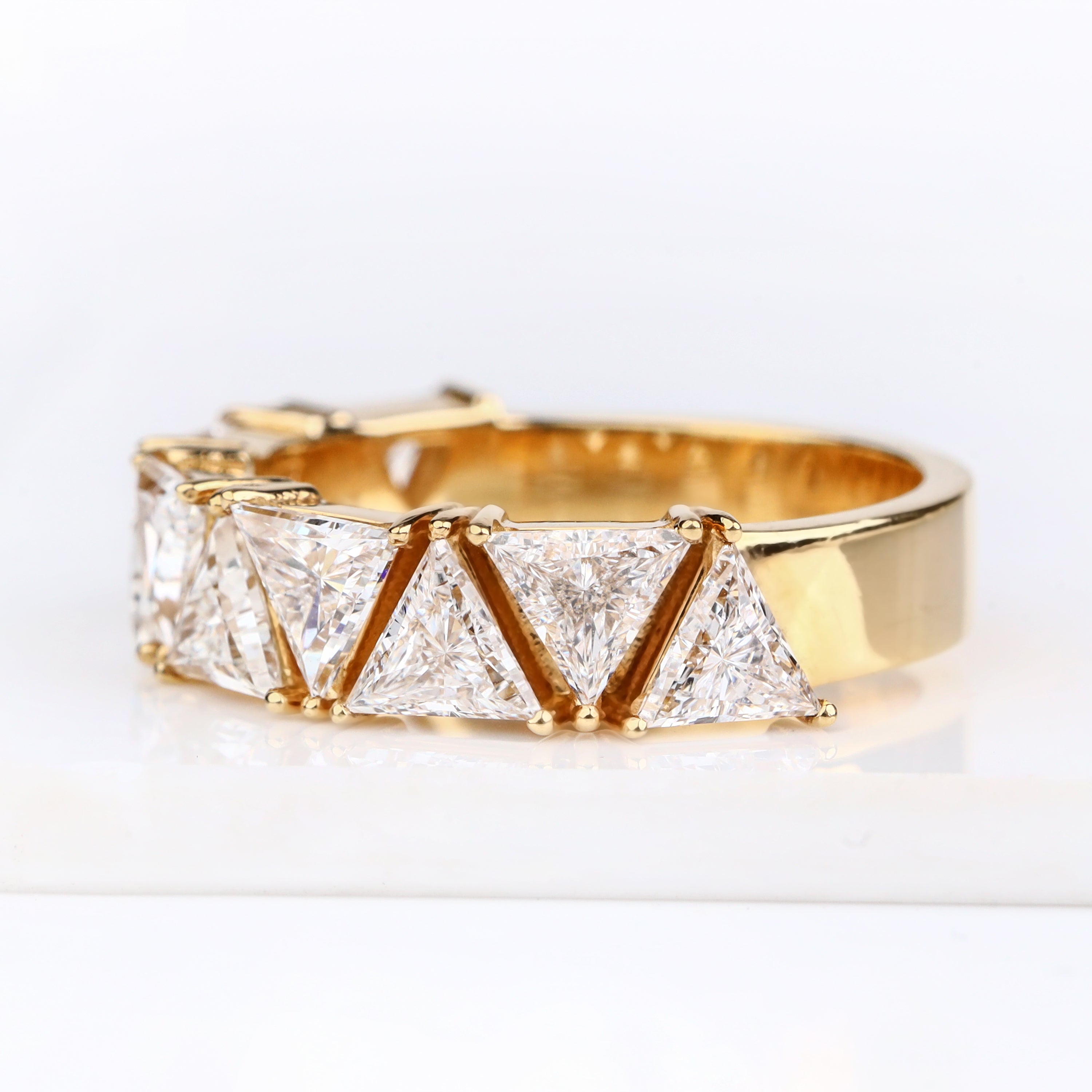 Trillion-Cut Diamond Eternity Band, E VS1 Prong Setting, 1.79 Ct Geometric Stackable Wedding Anniversary Ring for Her