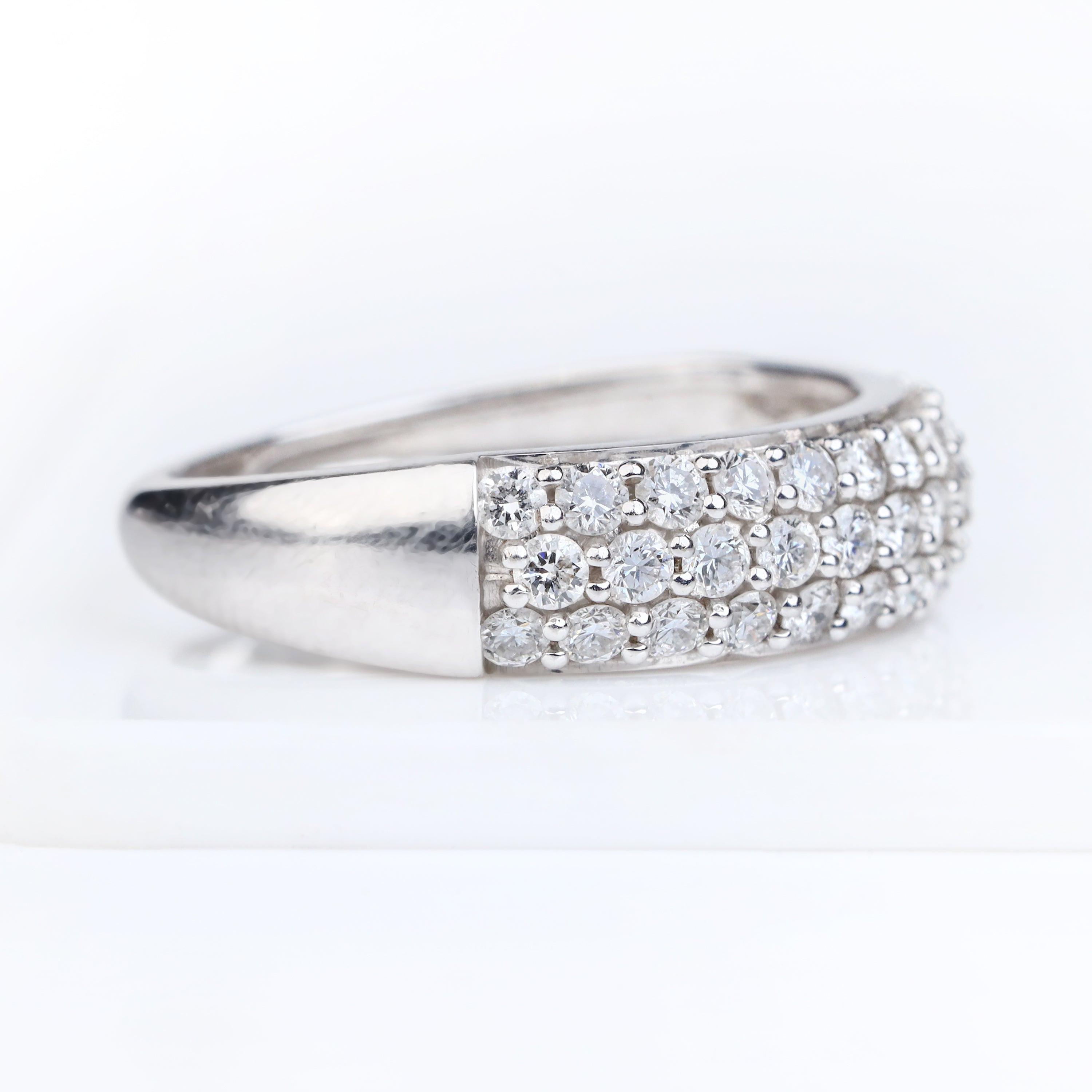 Three-Row Pavé Diamond Anniversary Band