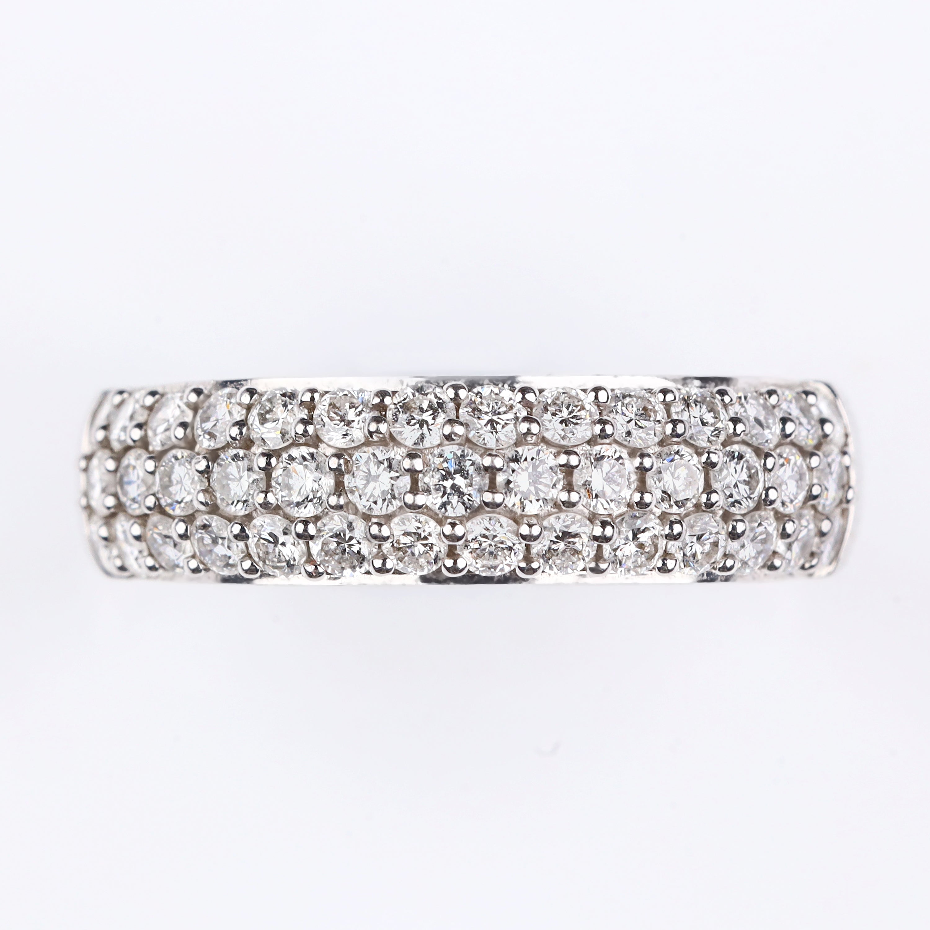 Three-Row Pavé Diamond Anniversary Band
