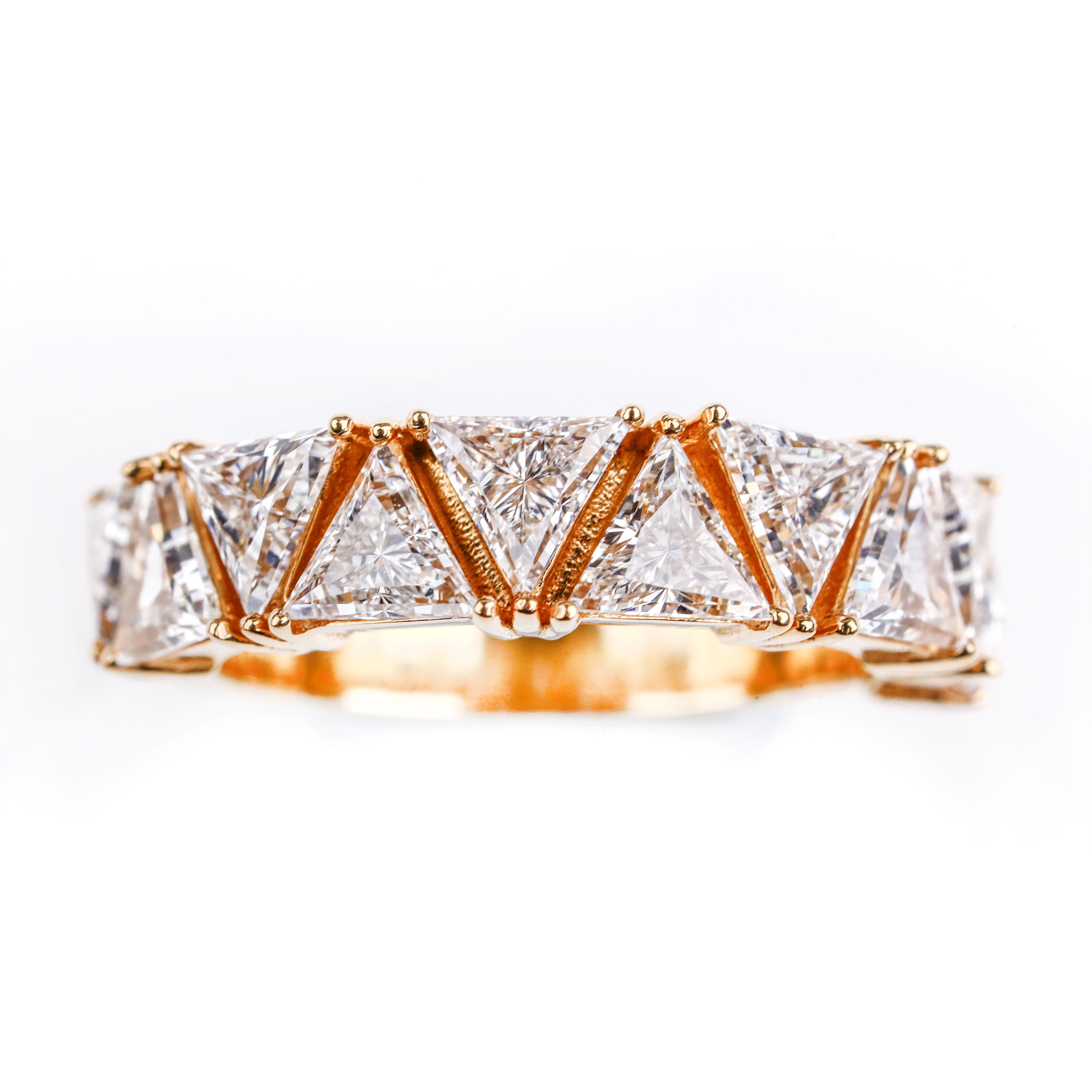 Trillion-Cut Diamond Eternity Band, E VS1 Prong Setting, 1.79 Ct Geometric Stackable Wedding Anniversary Ring for Her