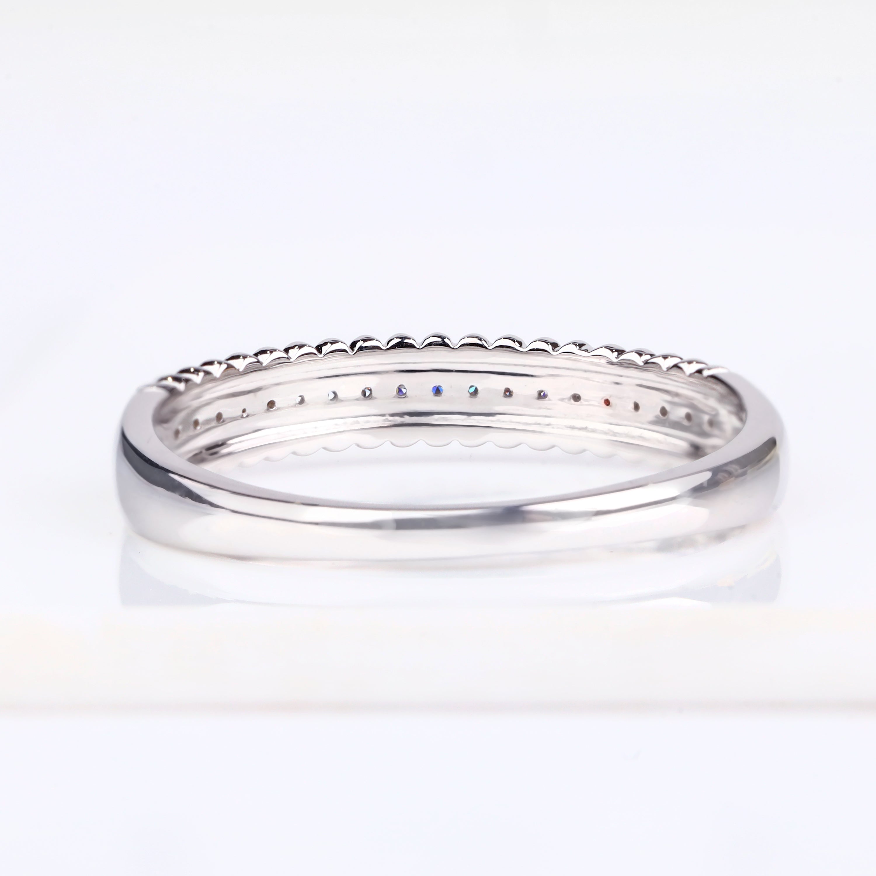 Triple-Row Pavé Diamond Band  Milgrain Beaded Edges