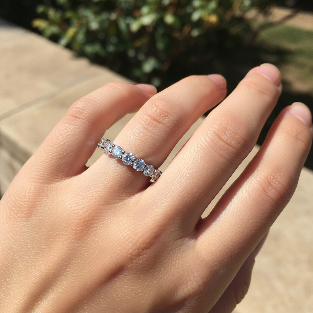 Classic 18K White Gold Full Eternity Diamond Band
