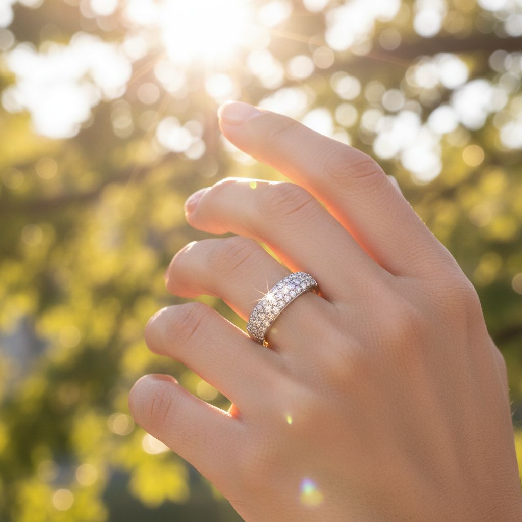 Three-Row Pavé Diamond Anniversary Band