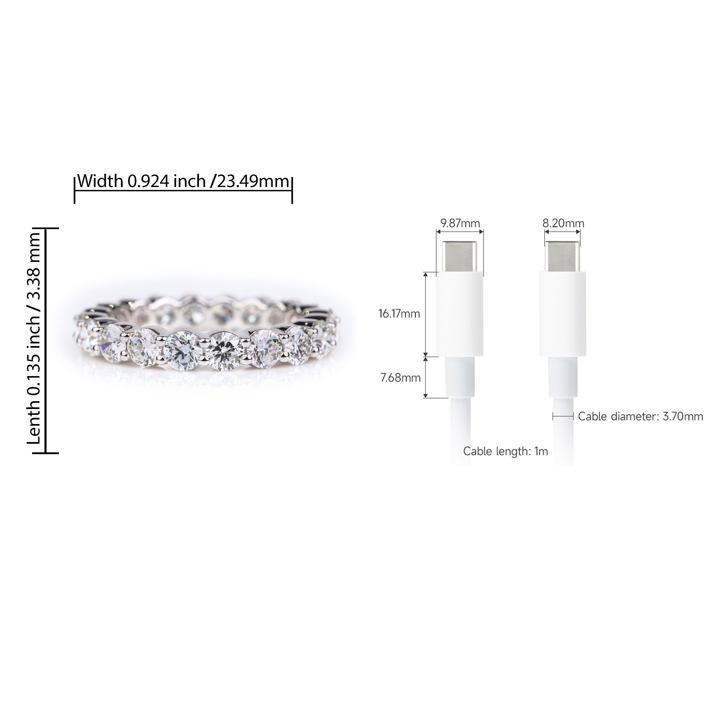 Classic 18K White Gold Full Eternity Diamond Band
