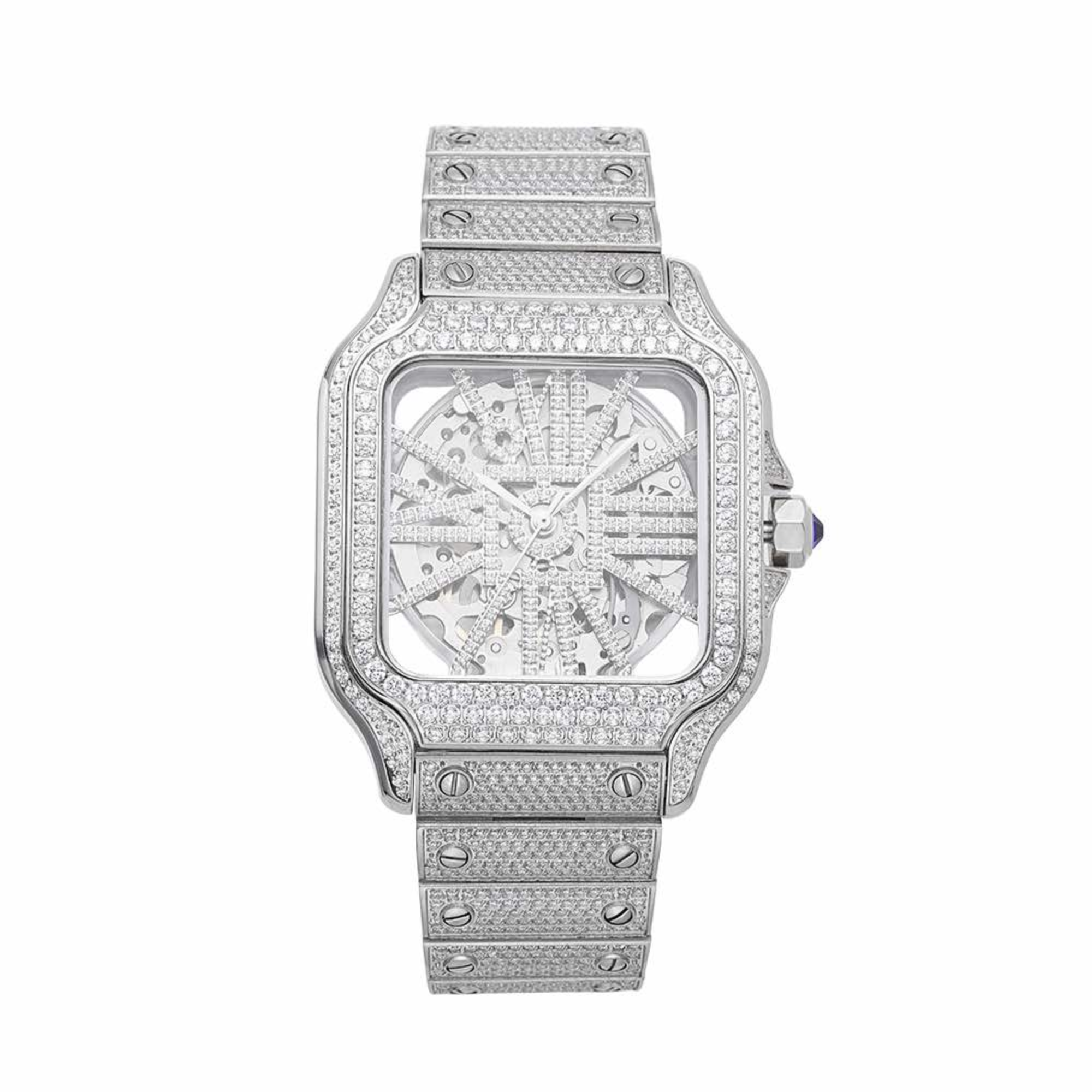 Excellent Jewels™ 42MM Skeleton Bust Down Moissanite Watch