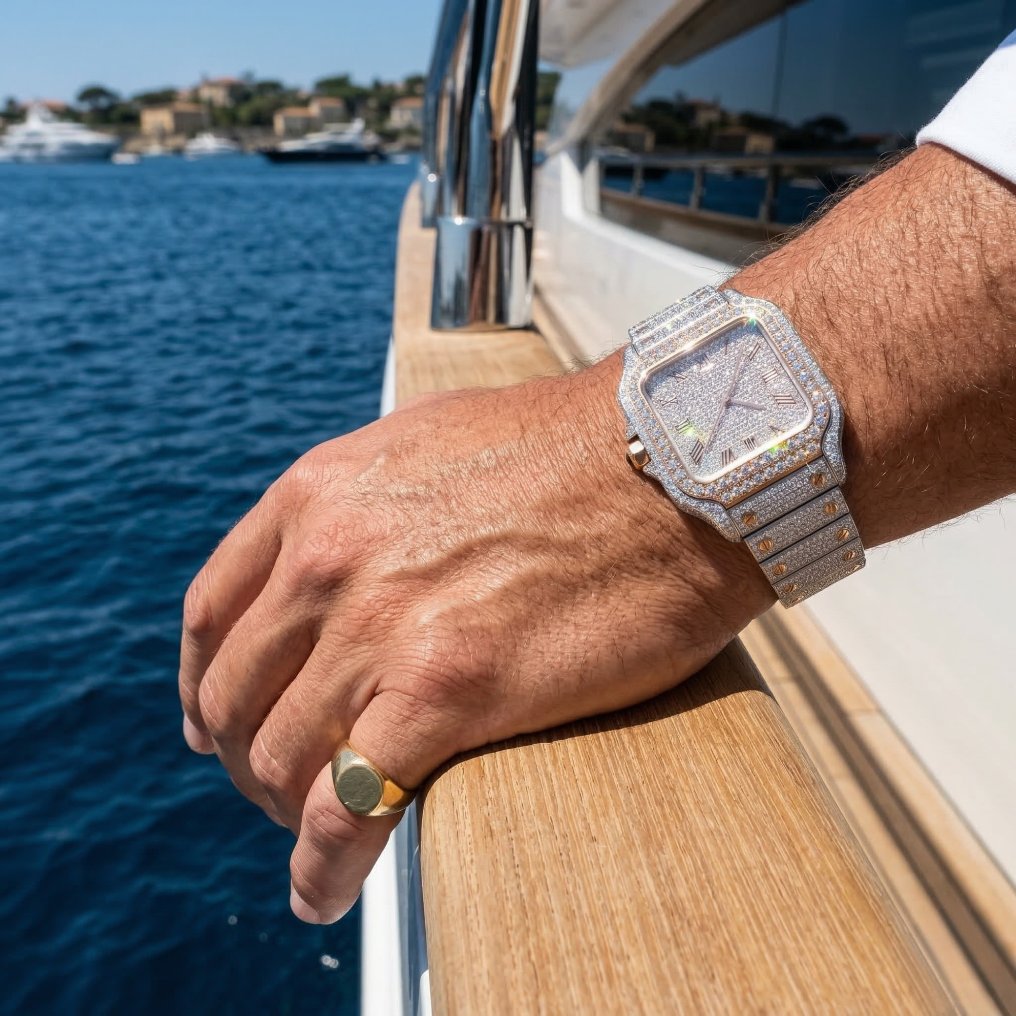 Men's Iced Out Bust Down Watch | 42mm VVS Moissanite 16CT | D-Color Diamond Tester Approved | Automatic Self-Winding | GRA Certified