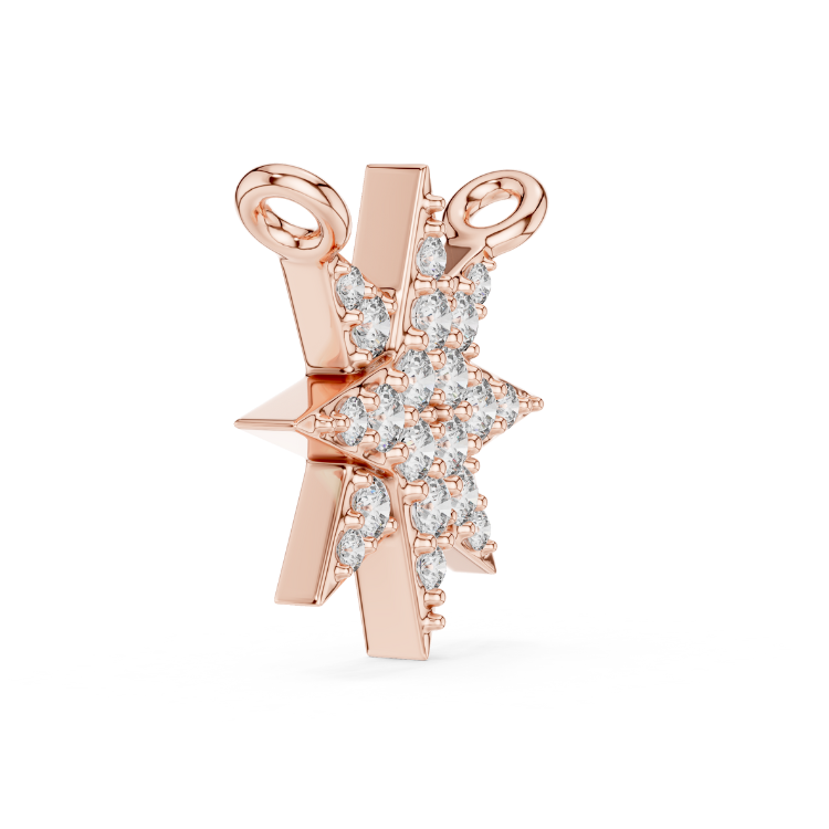 8 Point Diamond Star Pendant | Round Brilliant Cut Natural Diamond Necklace E Color VS1