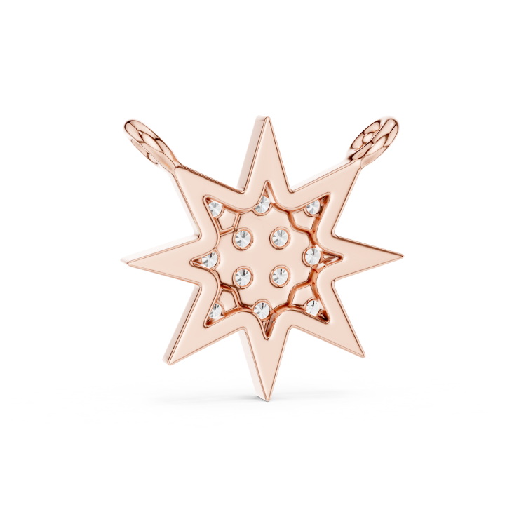 8 Point Diamond Star Pendant | Round Brilliant Cut Natural Diamond Necklace E Color VS1