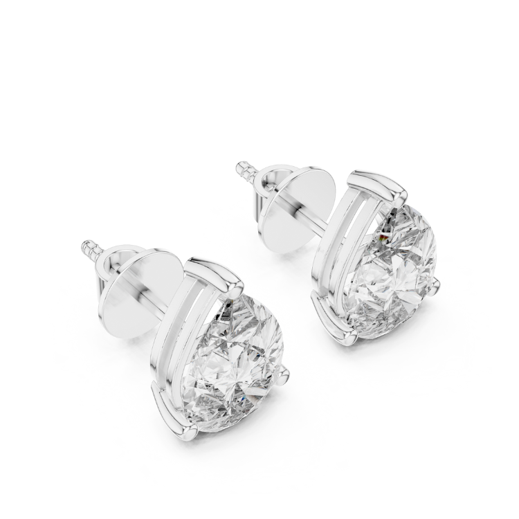 Pear Shape Diamond Stud Earrings 3.50 Ct VS1 E Color Natural Diamonds with White Yellow Rose Gold Screw Backs - Bridal Gift