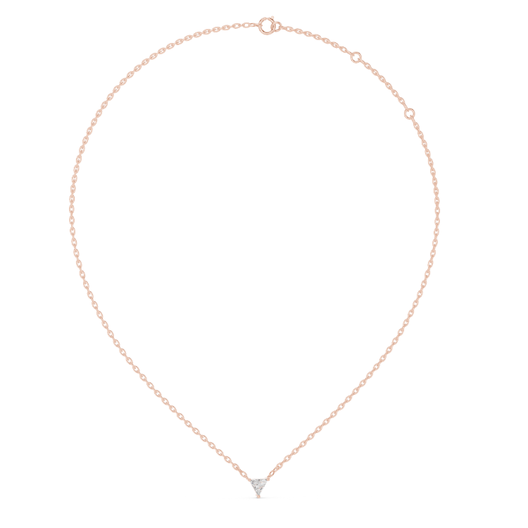 0.74ct Triangle Diamond Pendant in White, Yellow, Rose Gold | E VS1 Trillion Cut Necklace