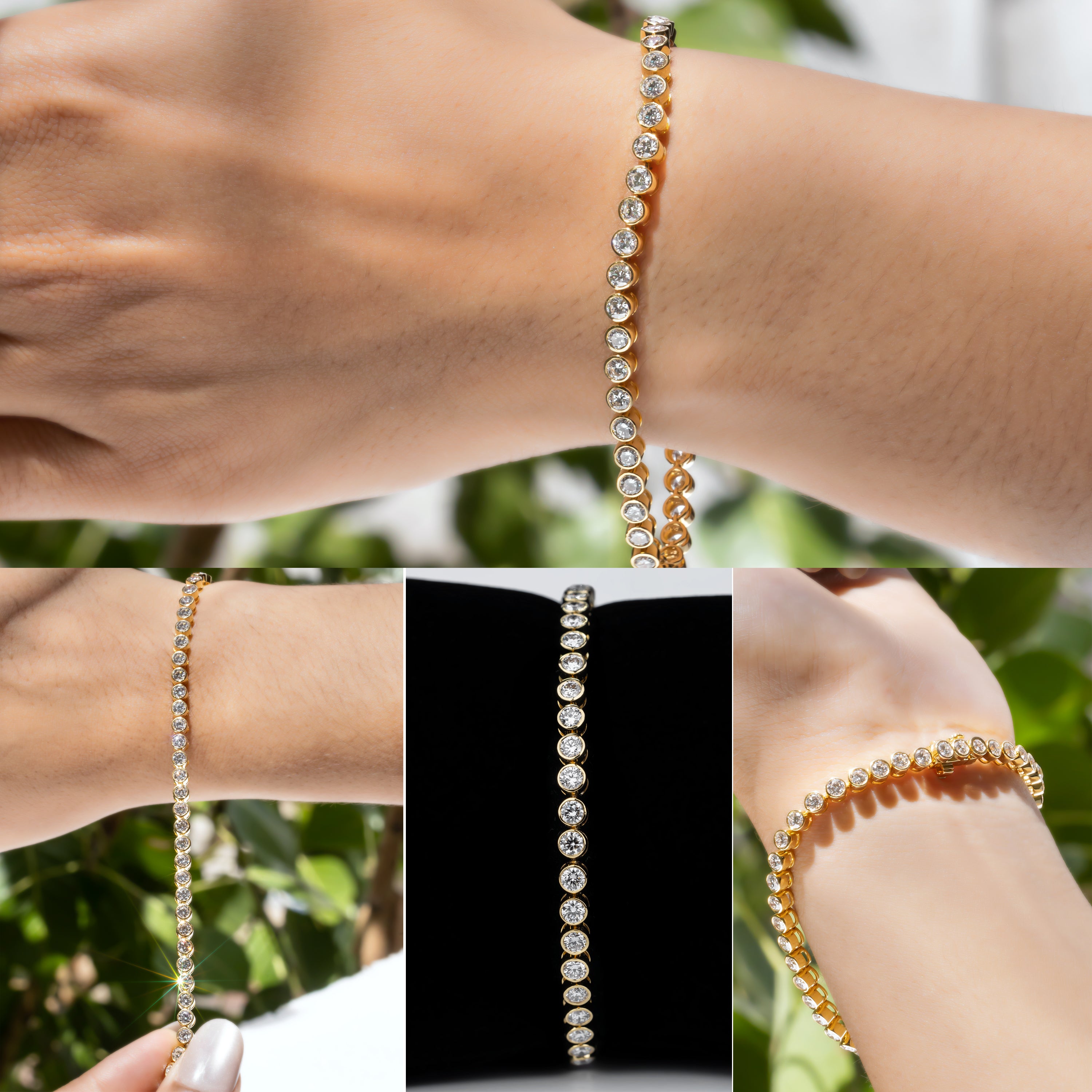 Round Cut CVD Diamond Tennis Bracelet in 14K Yellow Gold