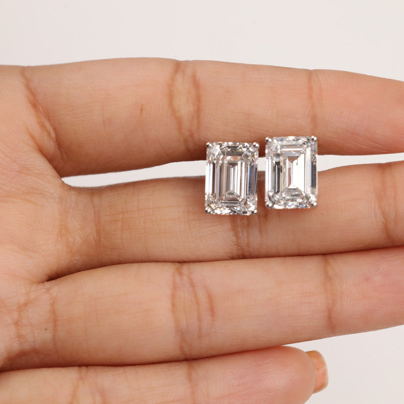 Emerald Cut Lab Grown Diamond Stud Earrings