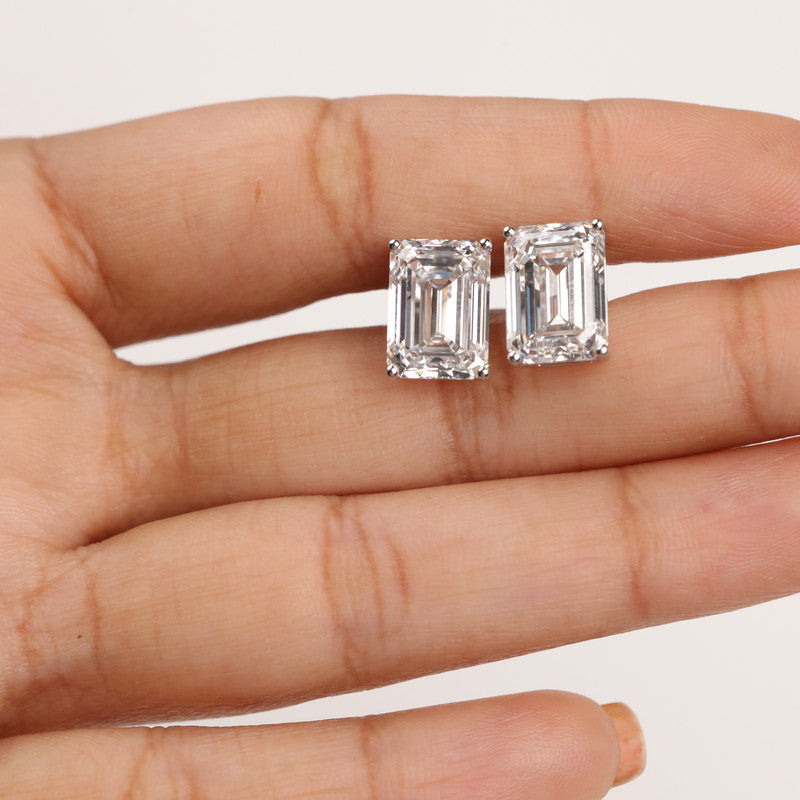 Emerald Cut Lab Grown Diamond Stud Earrings
