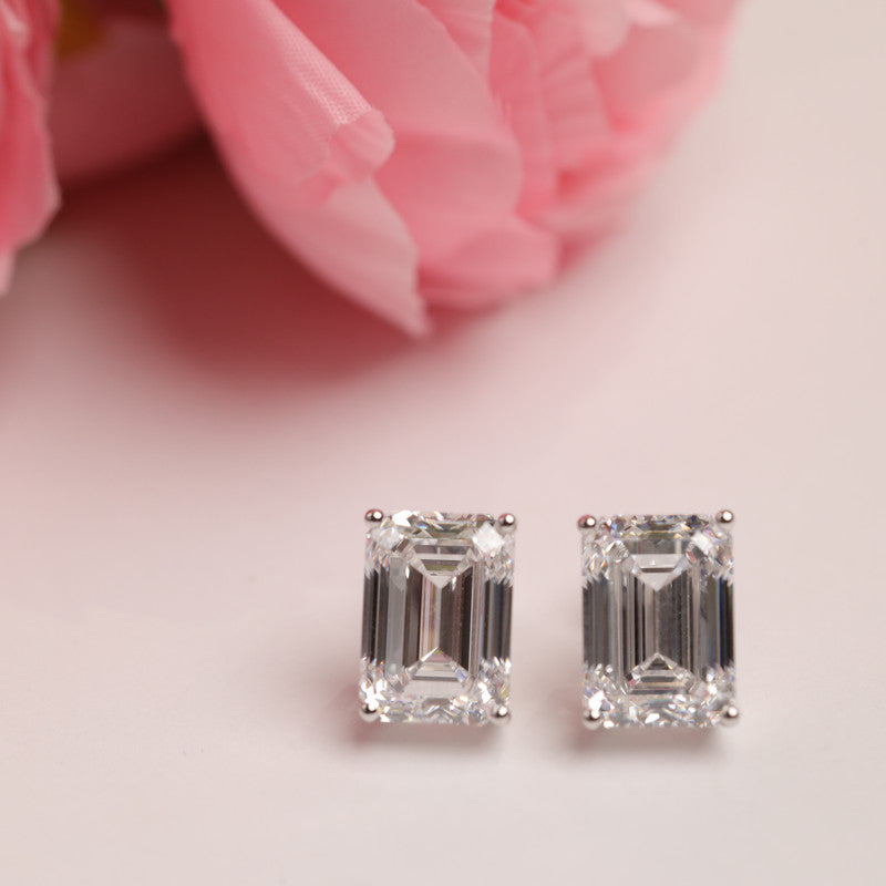 Emerald Cut Lab Grown Diamond Stud Earrings