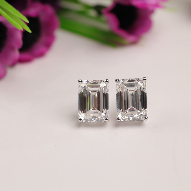 Emerald Cut Lab Grown Diamond Stud Earrings