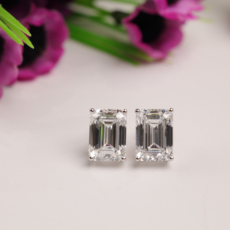 Emerald Cut Lab Grown Diamond Stud Earrings