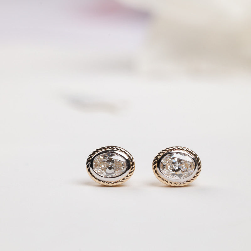 Oval Lab Grown Diamond Bezel Stud Earrings