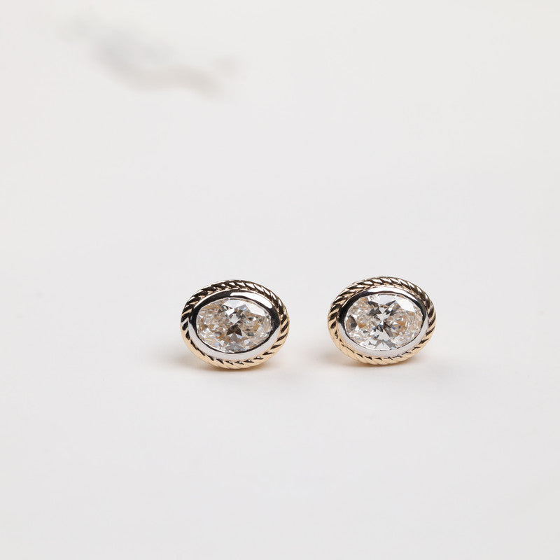 Oval Lab Grown Diamond Bezel Stud Earrings