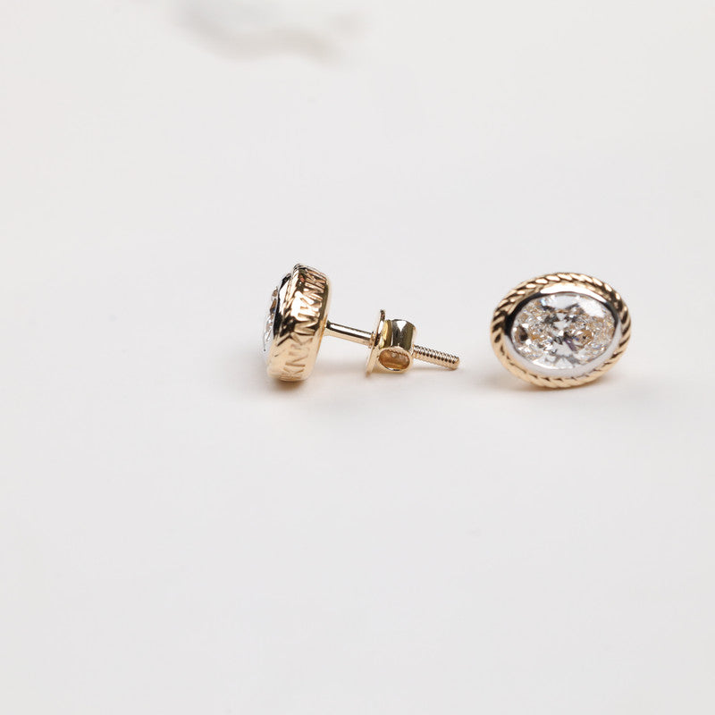 Oval Lab Grown Diamond Bezel Stud Earrings