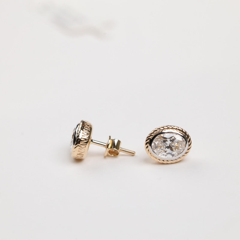 Oval Lab Grown Diamond Bezel Stud Earrings
