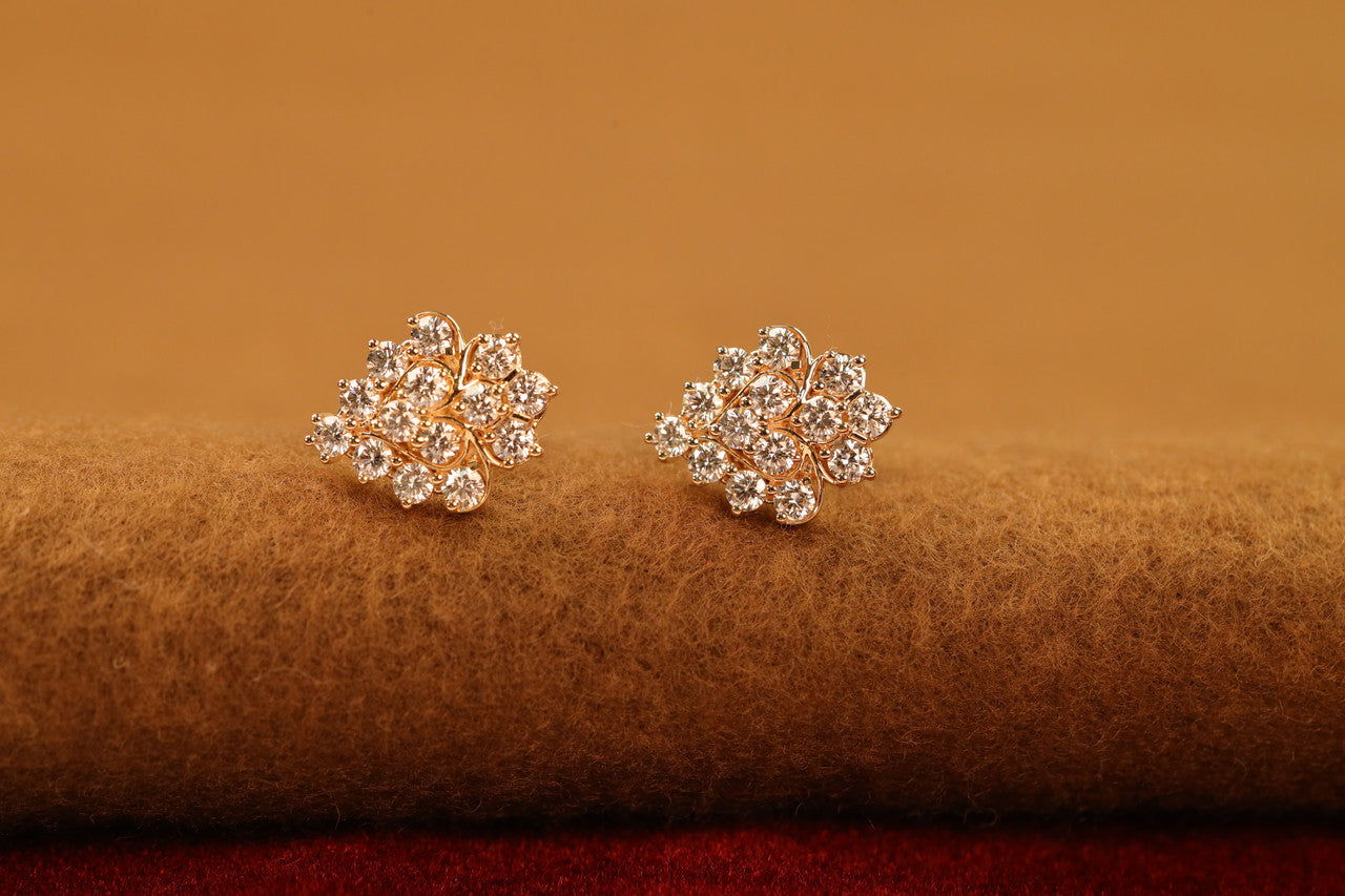 Lab Grown Diamond Floral Cluster Stud Earrings