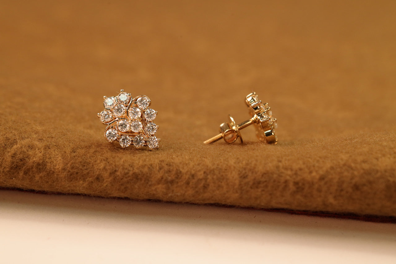 Lab Grown Diamond Floral Cluster Stud Earrings