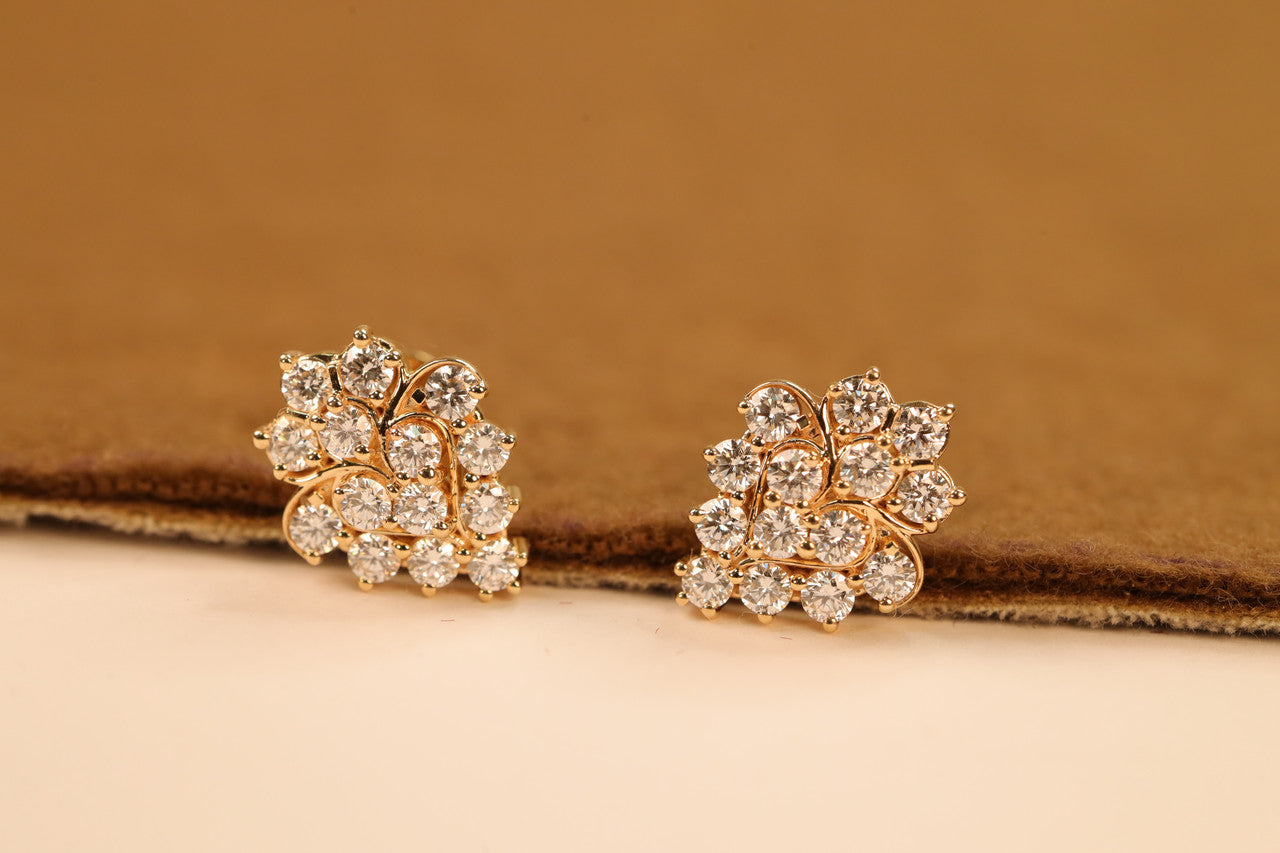 Lab Grown Diamond Floral Cluster Stud Earrings