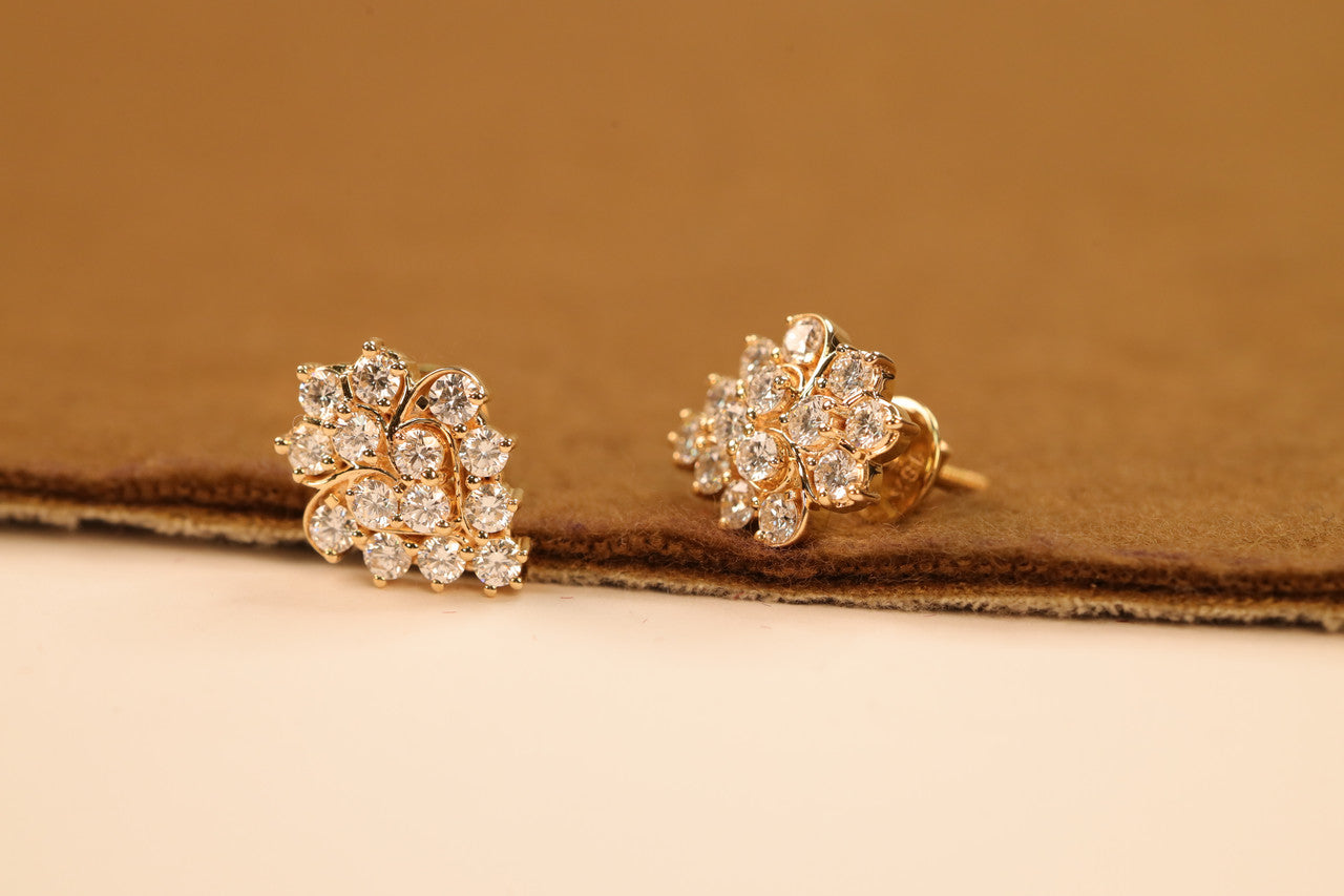 Lab Grown Diamond Floral Cluster Stud Earrings