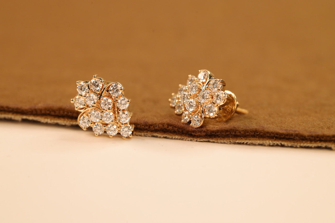 Lab Grown Diamond Floral Cluster Stud Earrings