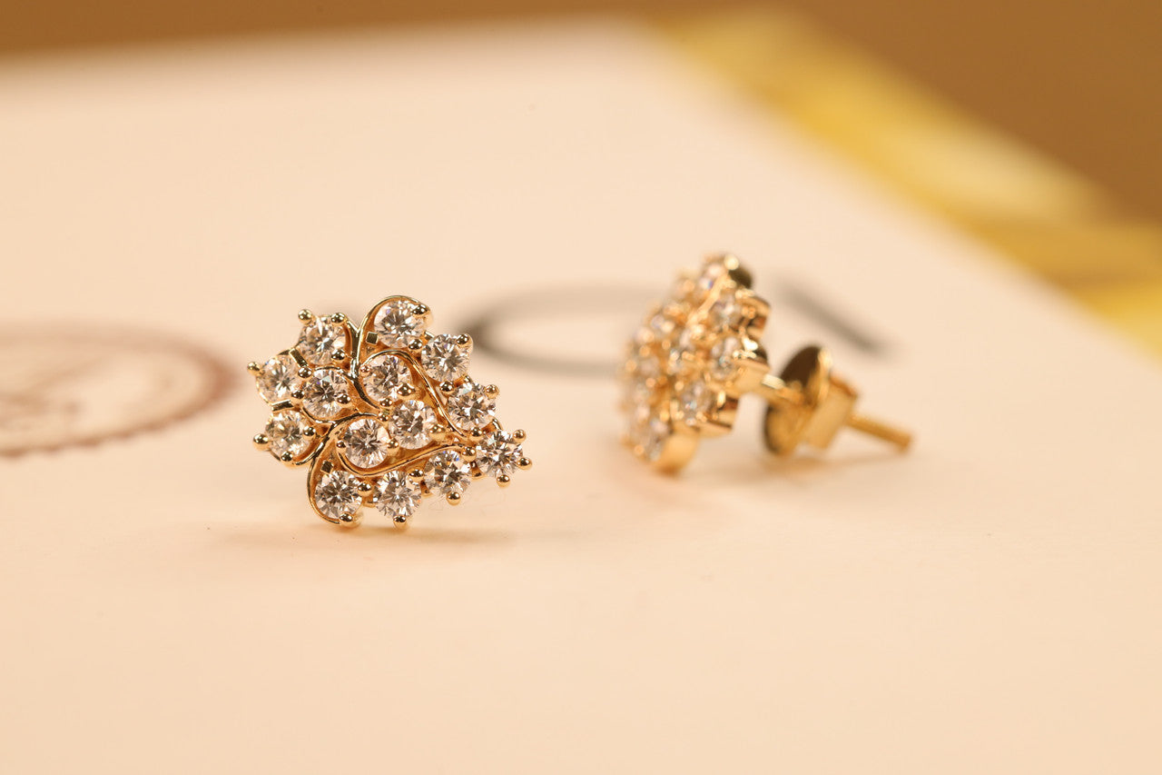 Lab Grown Diamond Floral Cluster Stud Earrings