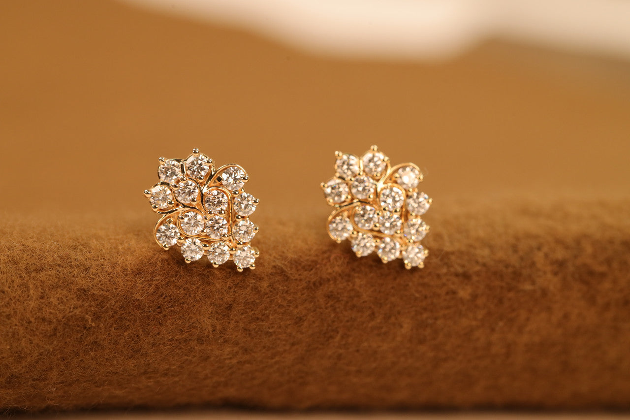 Lab Grown Diamond Floral Cluster Stud Earrings
