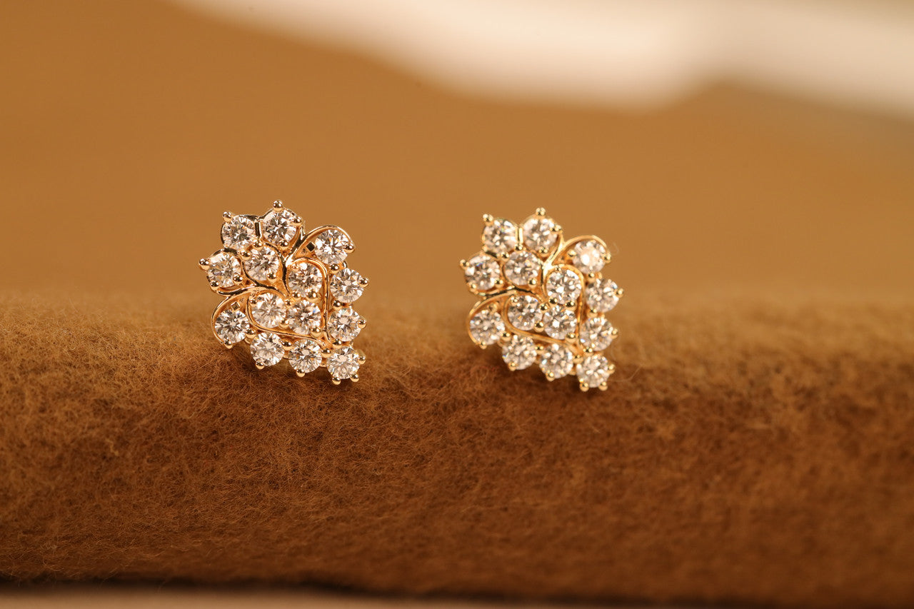 Lab Grown Diamond Floral Cluster Stud Earrings