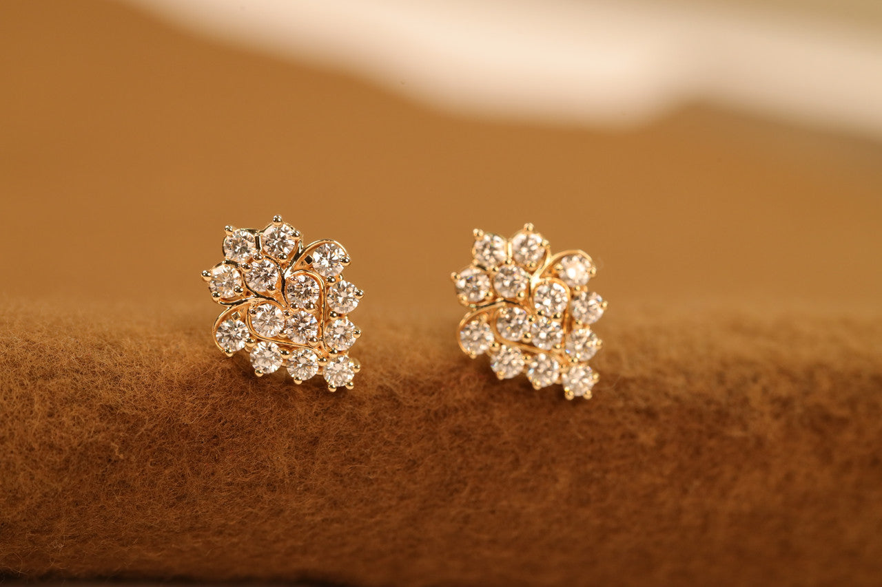 Lab Grown Diamond Floral Cluster Stud Earrings