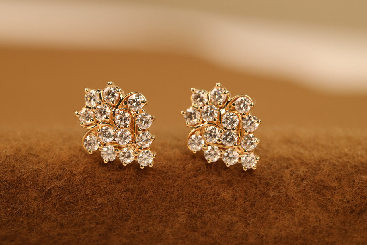 Lab Grown Diamond Floral Cluster Stud Earrings
