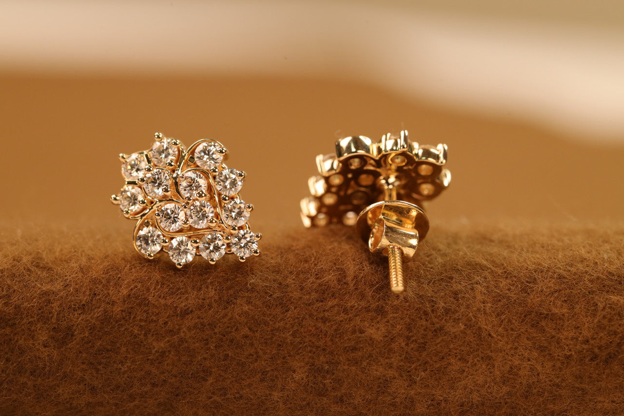 Lab Grown Diamond Floral Cluster Stud Earrings