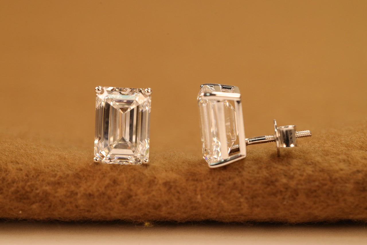 Emerald Cut Lab Grown Diamond Stud Earrings