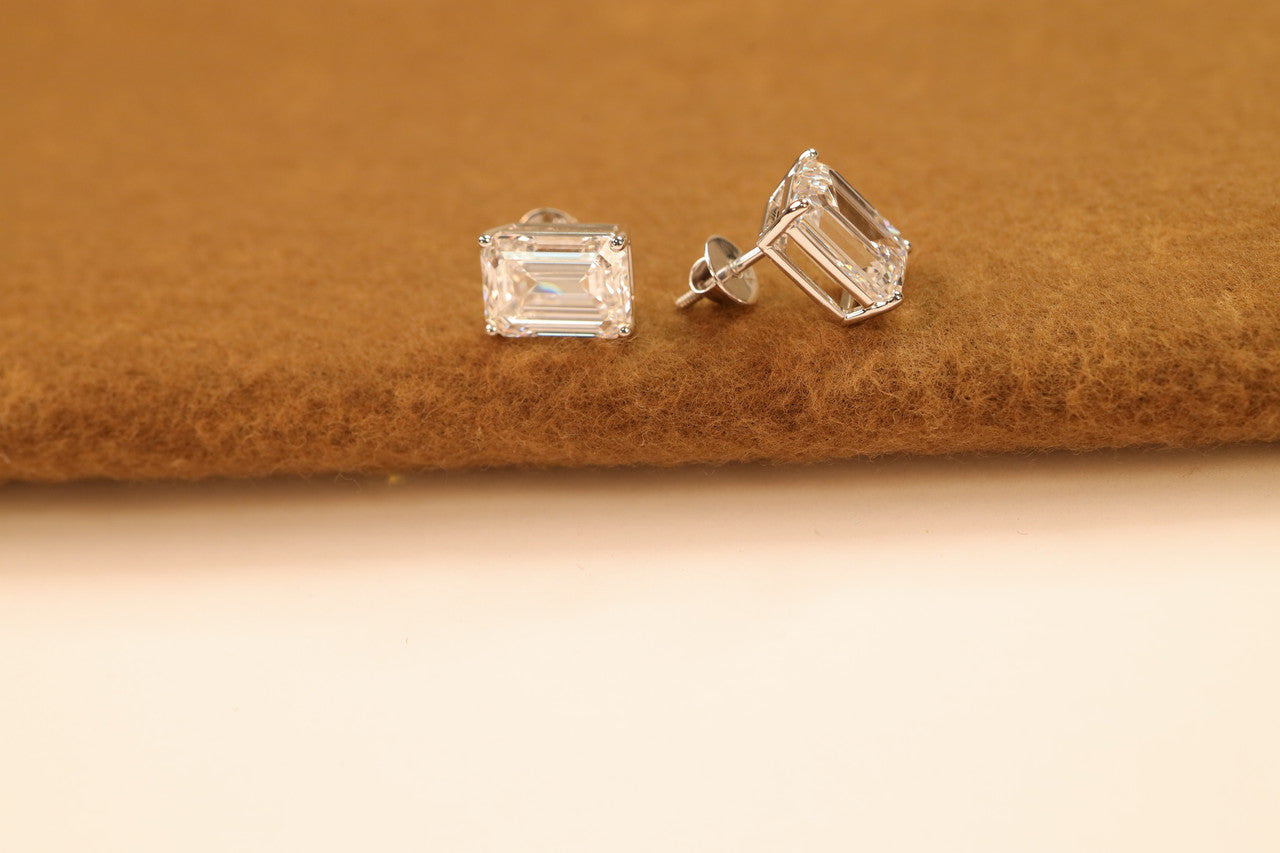 Emerald Cut Lab Grown Diamond Stud Earrings