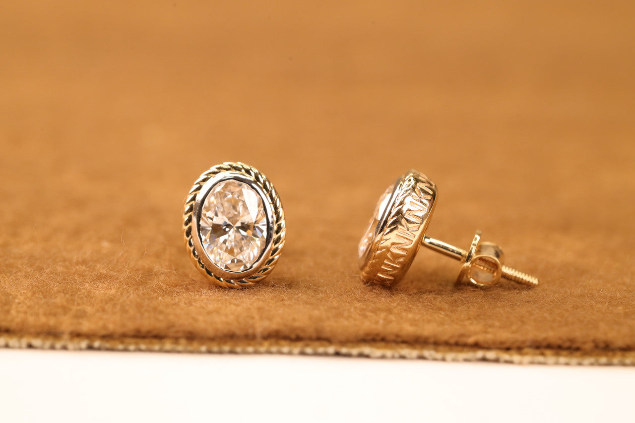 Oval Lab Grown Diamond Bezel Stud Earrings