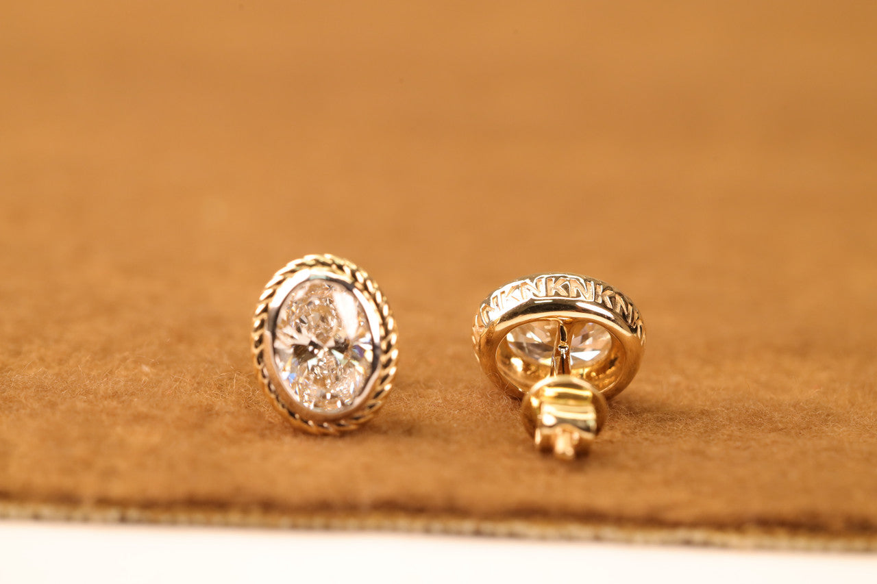 Oval Lab Grown Diamond Bezel Stud Earrings