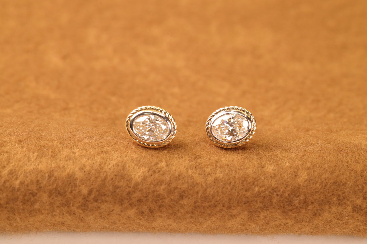 Oval Lab Grown Diamond Bezel Stud Earrings