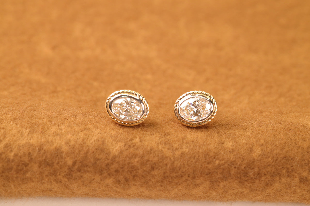 Oval Lab Grown Diamond Bezel Stud Earrings