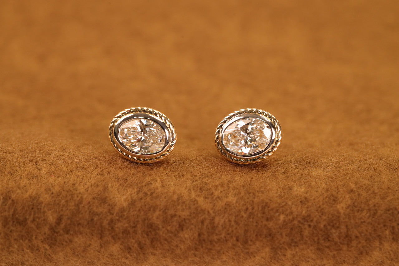 Oval Lab Grown Diamond Bezel Stud Earrings